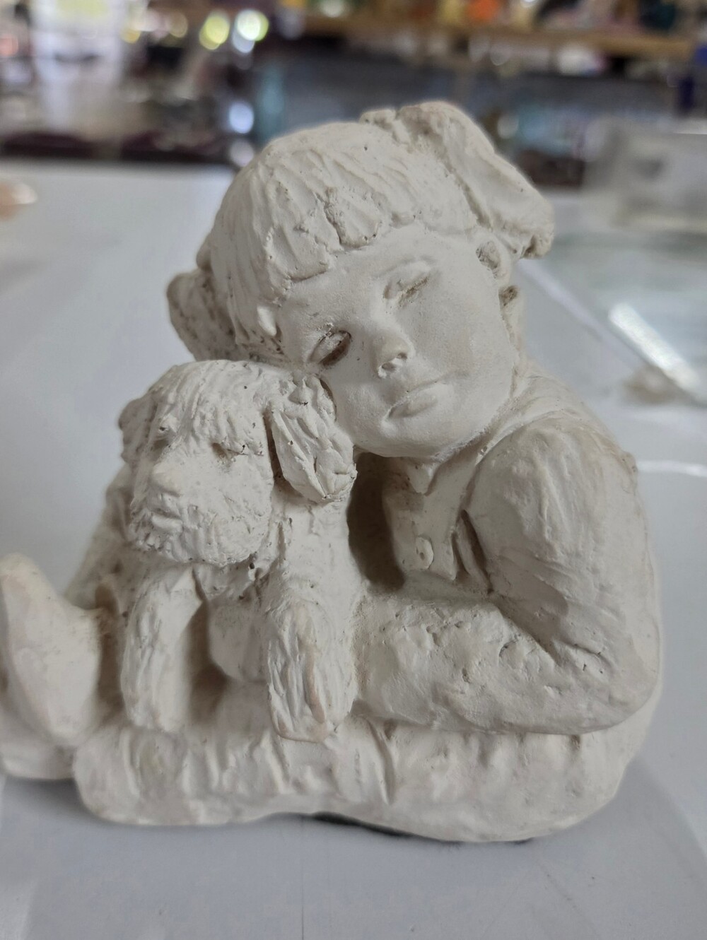 VTG 1987 Austin Productions Bright Eyes Sculpture Dee Crowley Girl & Dog